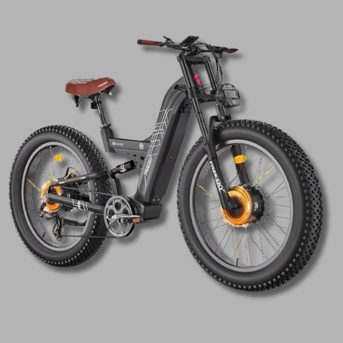 FREESKY Dual Motor Electric Mountain Bike, 48v 30ah Samsung Cells Battery 145km Long Range AWD E-Bike for Adults, 26" Fat Tire Full Suspension Bicycle with Dual Hydraulic Disc Brake Warrior PRO