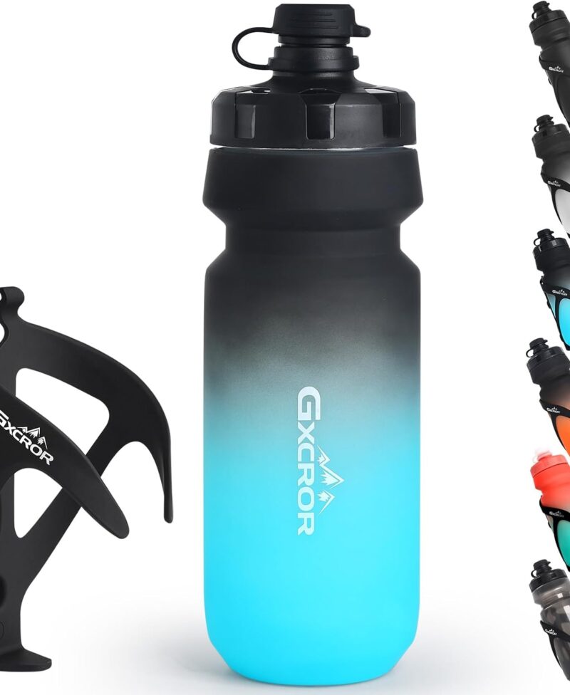 GXCROR Bike Water Bottle Holder with Bottle Combo, Lightweight, Durable & Secure Water Bottle Cage Set, Easy Installation, Fit for Sport Outdoor Cycling, MTB Road