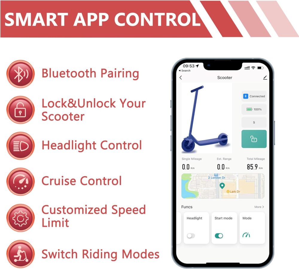 Foldable Electric Scooter for Adults – 8.5"/10" Tires, 350W/500W Motor, 19-22 MPH, 21-28 Mile Range, Dual Suspension & App Control (V1/SPRO/MAX/PRO) - Image 3