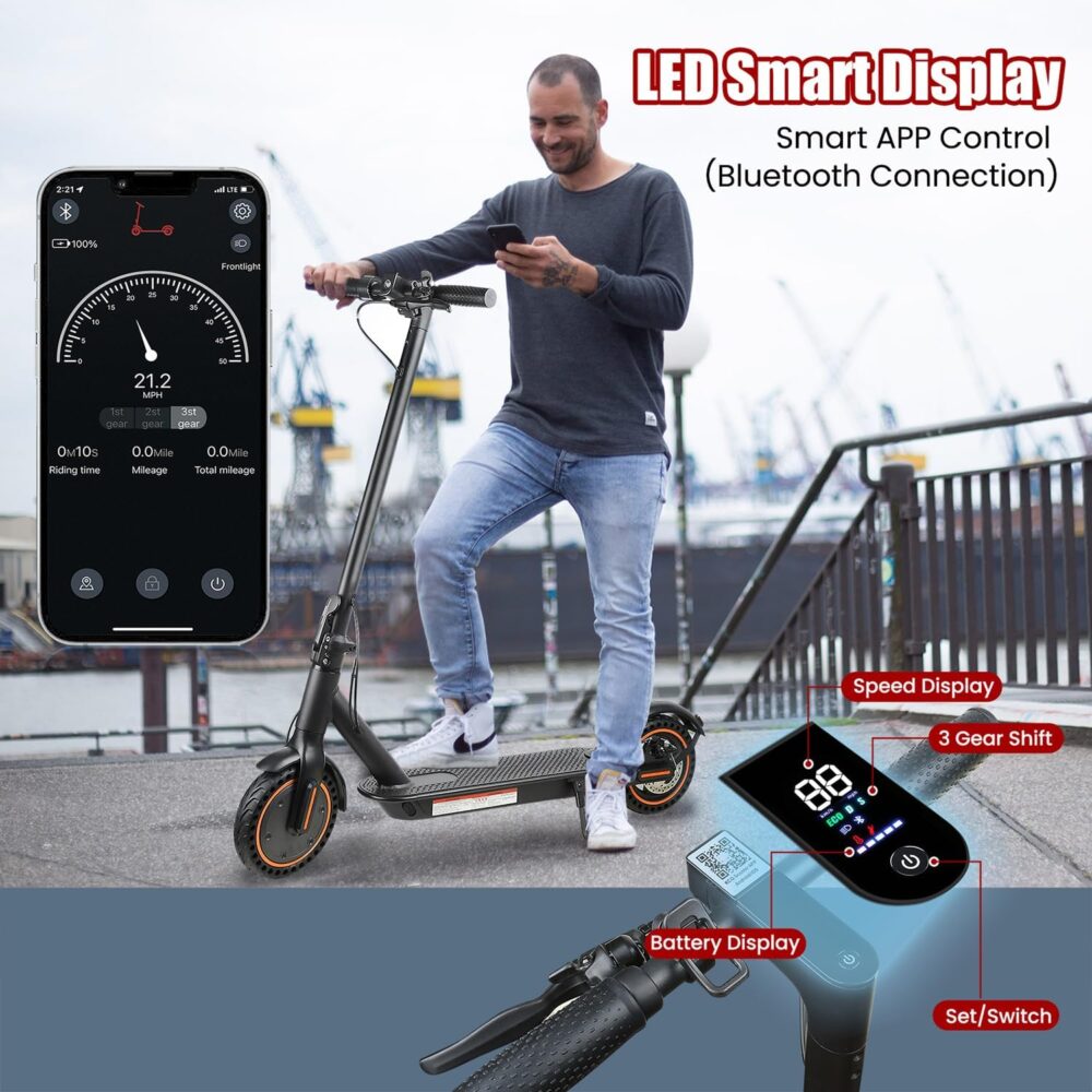 Portable Adult Electric Scooter | 8.5" Solid Tires, 500W Motor, 19 MPH, 21-Mile Range, Dual-Brake System & Smart App with Cruise Control - Image 5