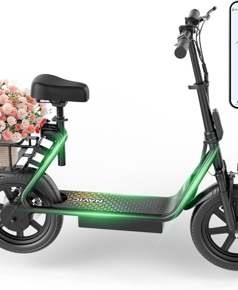 NAVIC T1XR Electric Scooter for Adults – 500W Motor, 22 MPH Top Speed, 21-27 Mile Range, 14" Pneumatic Tires, Foldable with Back Basket & App Control