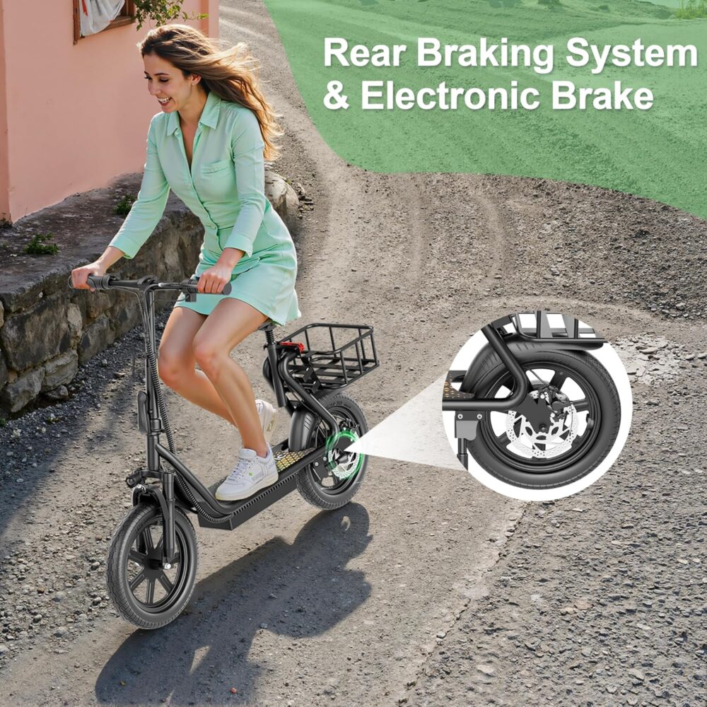 NAVIC T1XR Electric Scooter for Adults – 500W Motor, 22 MPH Top Speed, 21-27 Mile Range, 14" Pneumatic Tires, Foldable with Back Basket & App Control - Image 4